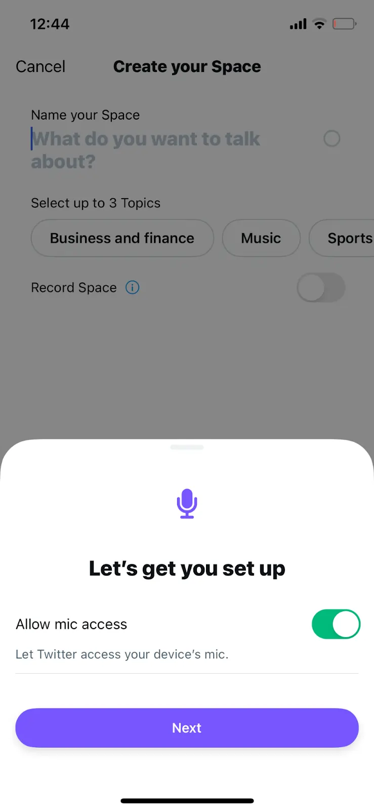 Twitter Spaces access