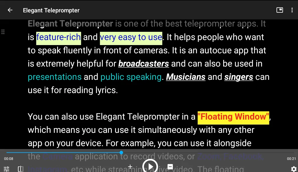 Elegant teleprompter