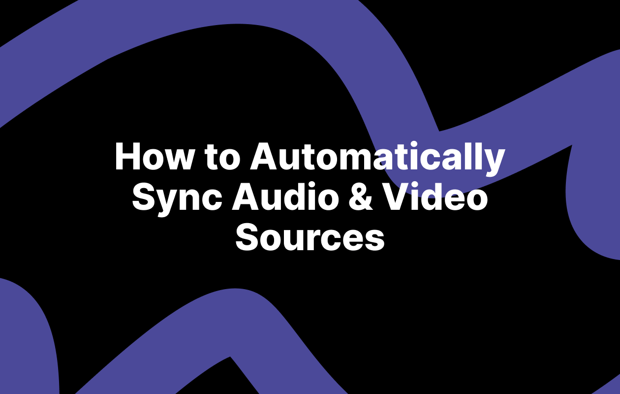 Riverside.fm tutorial graphic on automatic audio video synchronization