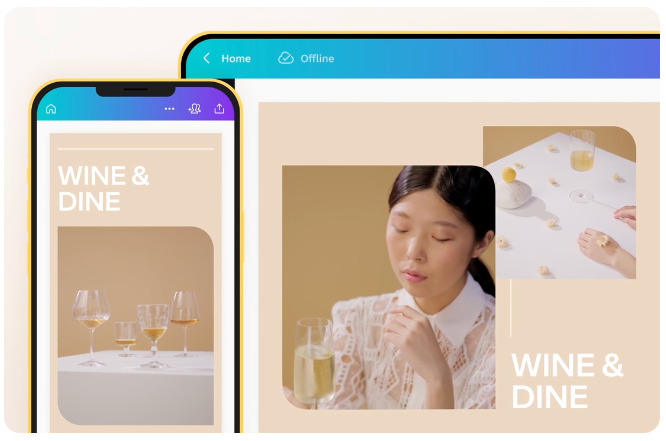 Canva app to add text to video