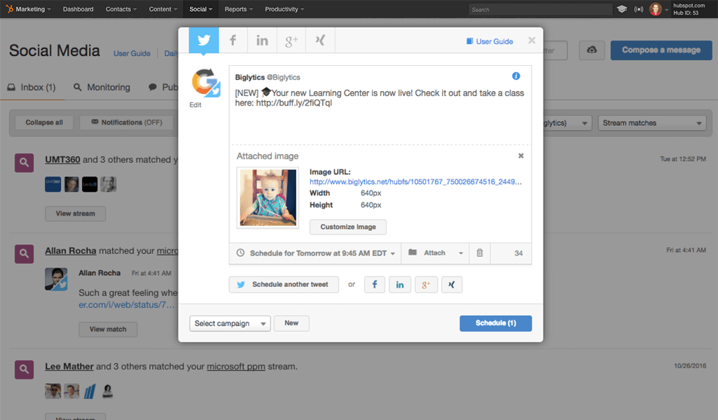 HubSpot social media scheduling tool for podcasters