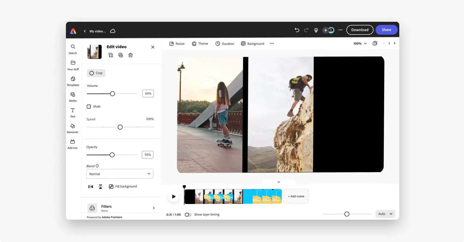 Adobe Express video editing alternative for Clipchamp