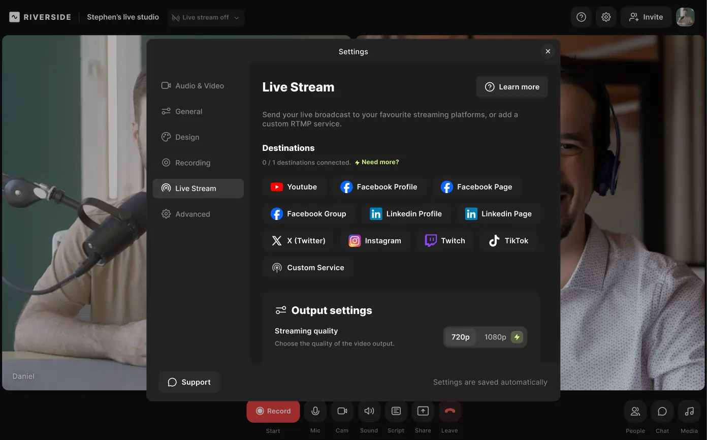 Riverside Live Stream
