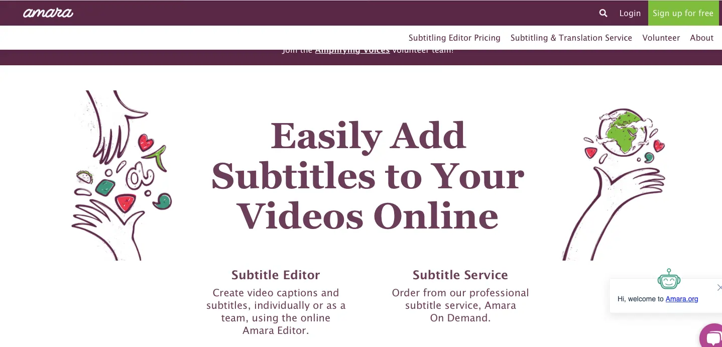 Amara closed captioning services