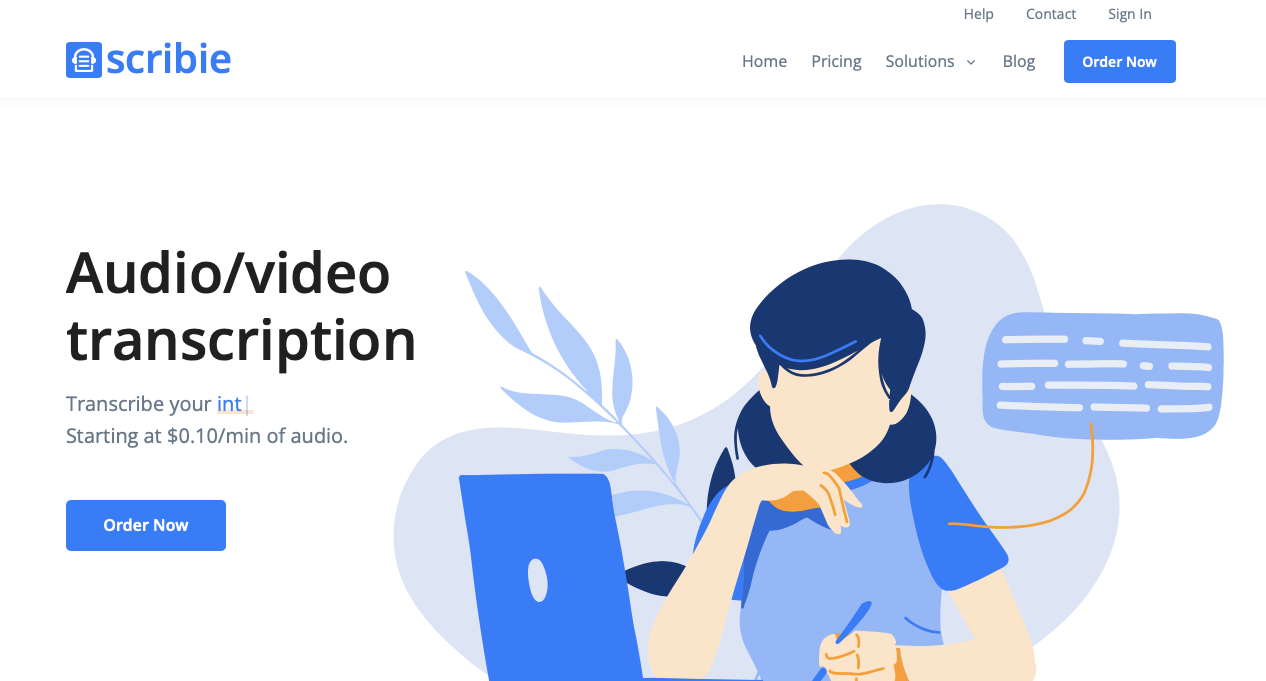 Scribie closed captioning service