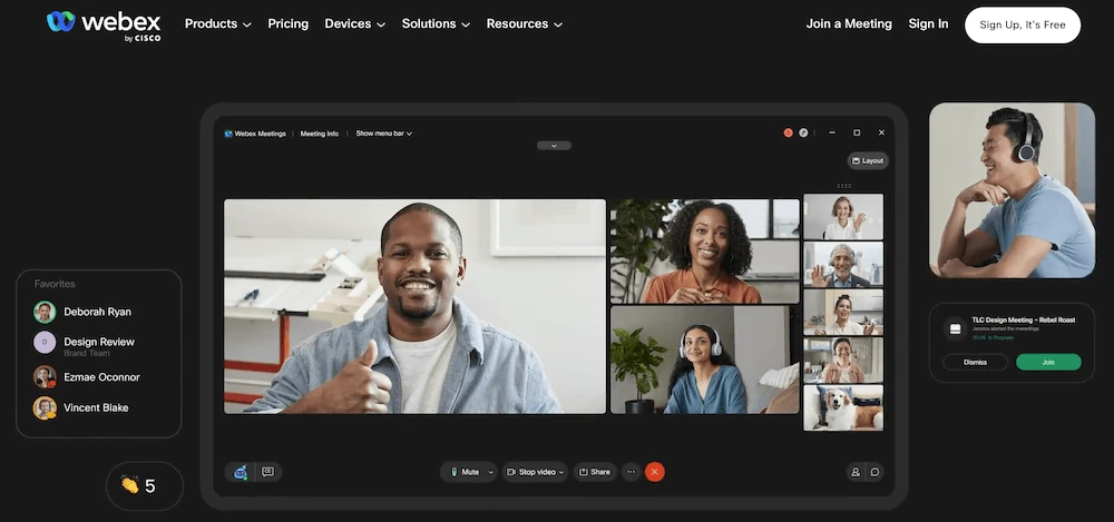 Webex Webinar platform for large live events