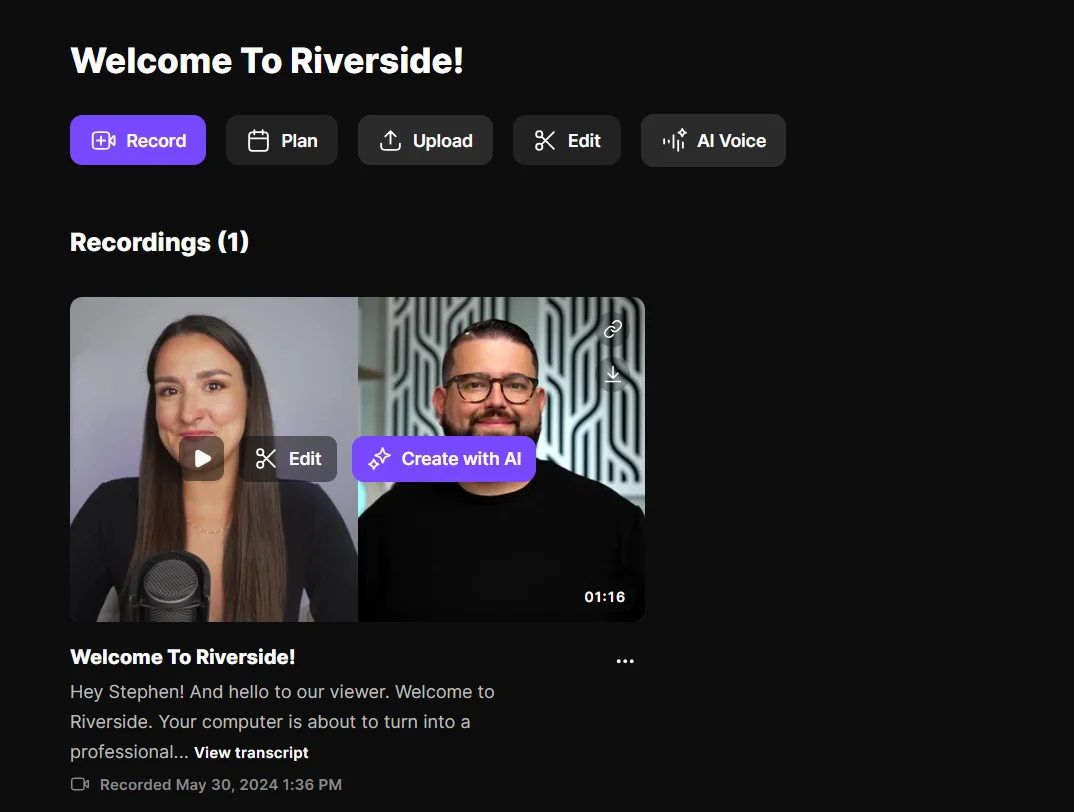 Opening the Riverside editor