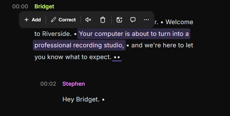 Riverside text-based editing