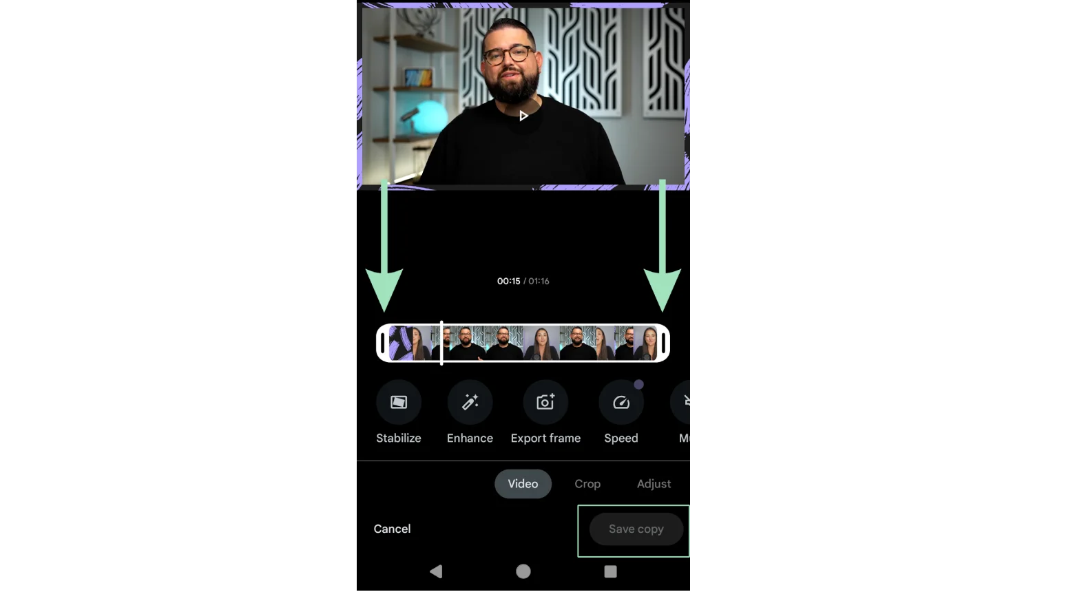 Google Photos app timeline bar
