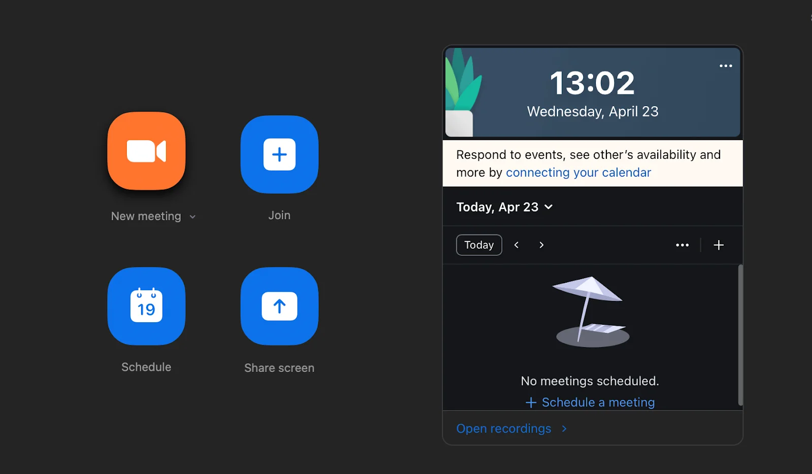 Zoom Workplace dashboard
