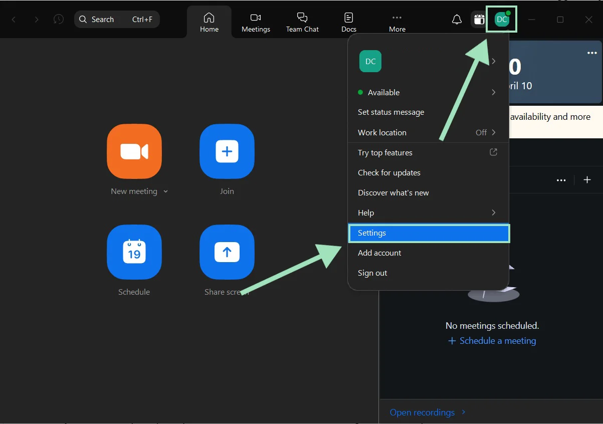 Zoom Workplace dashboard