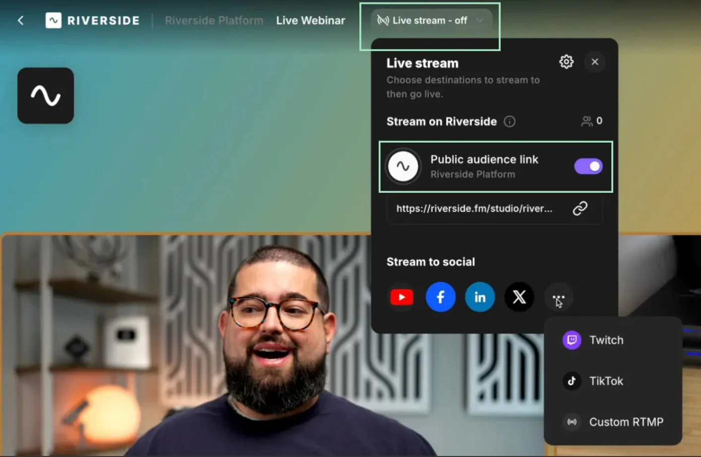 Riverside livestream