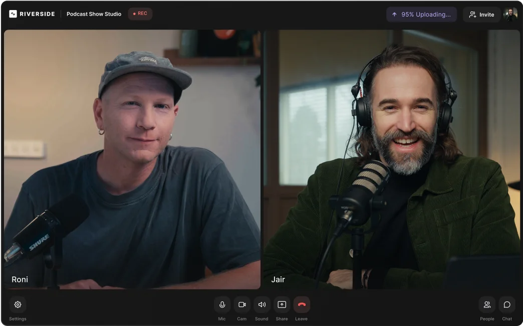 Riverside side-by-side video recording and editing app