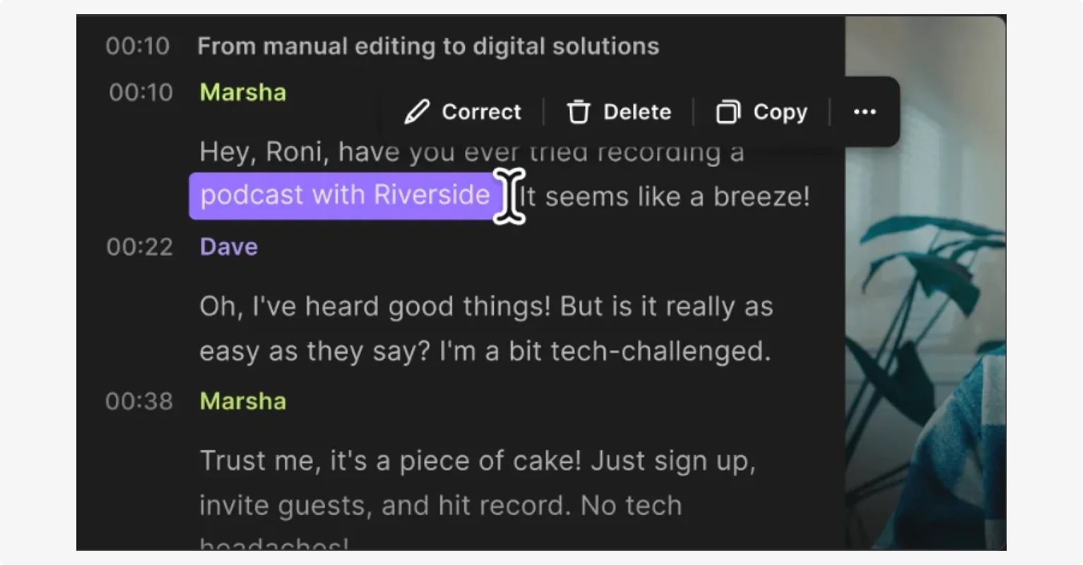 Riverside text-based editing