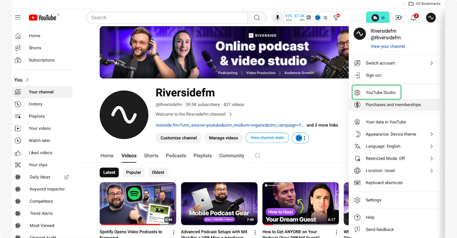 Riverside YouTube channel
