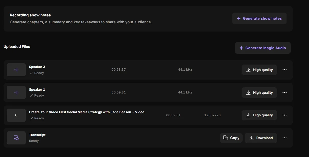 Riverside multitracks