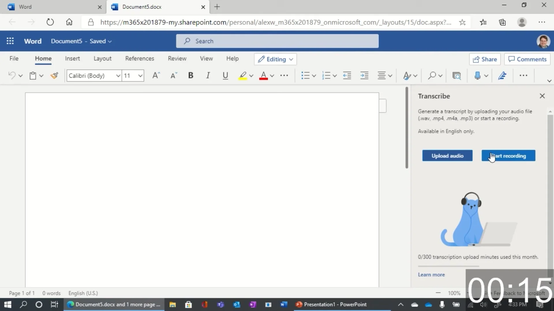 Microsoft Word Transcribe