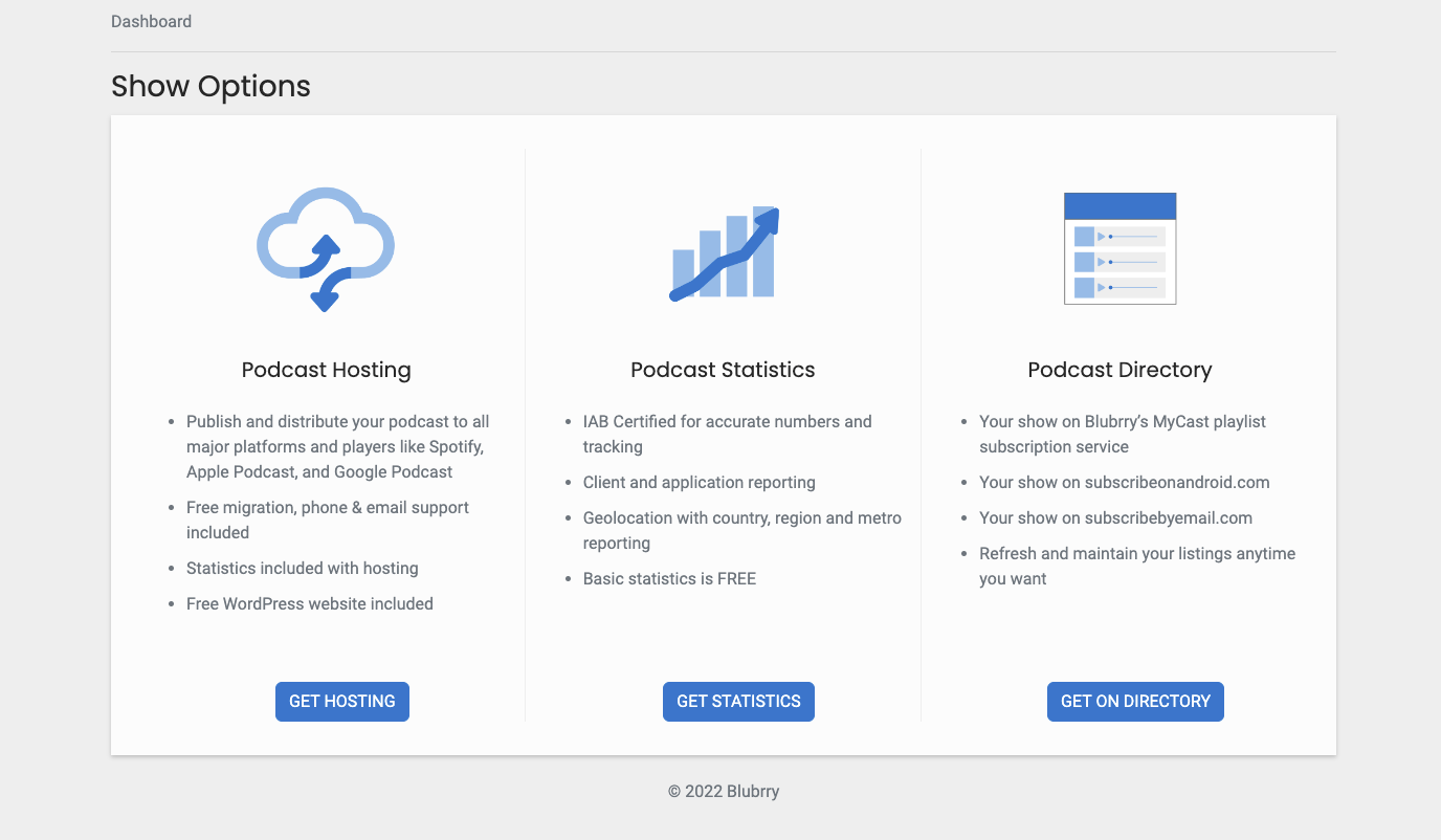Blubrry show options