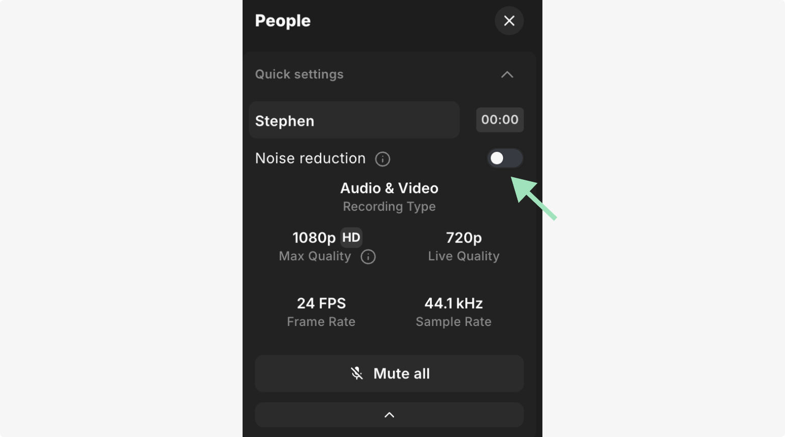 Adjusting noise reduction on Riverside