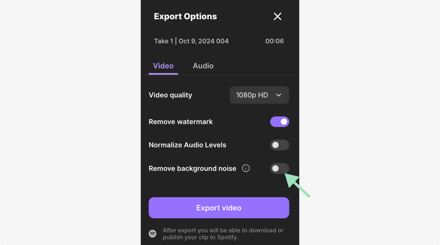 how to remove background noise from video and audio when exporting on Riverside
