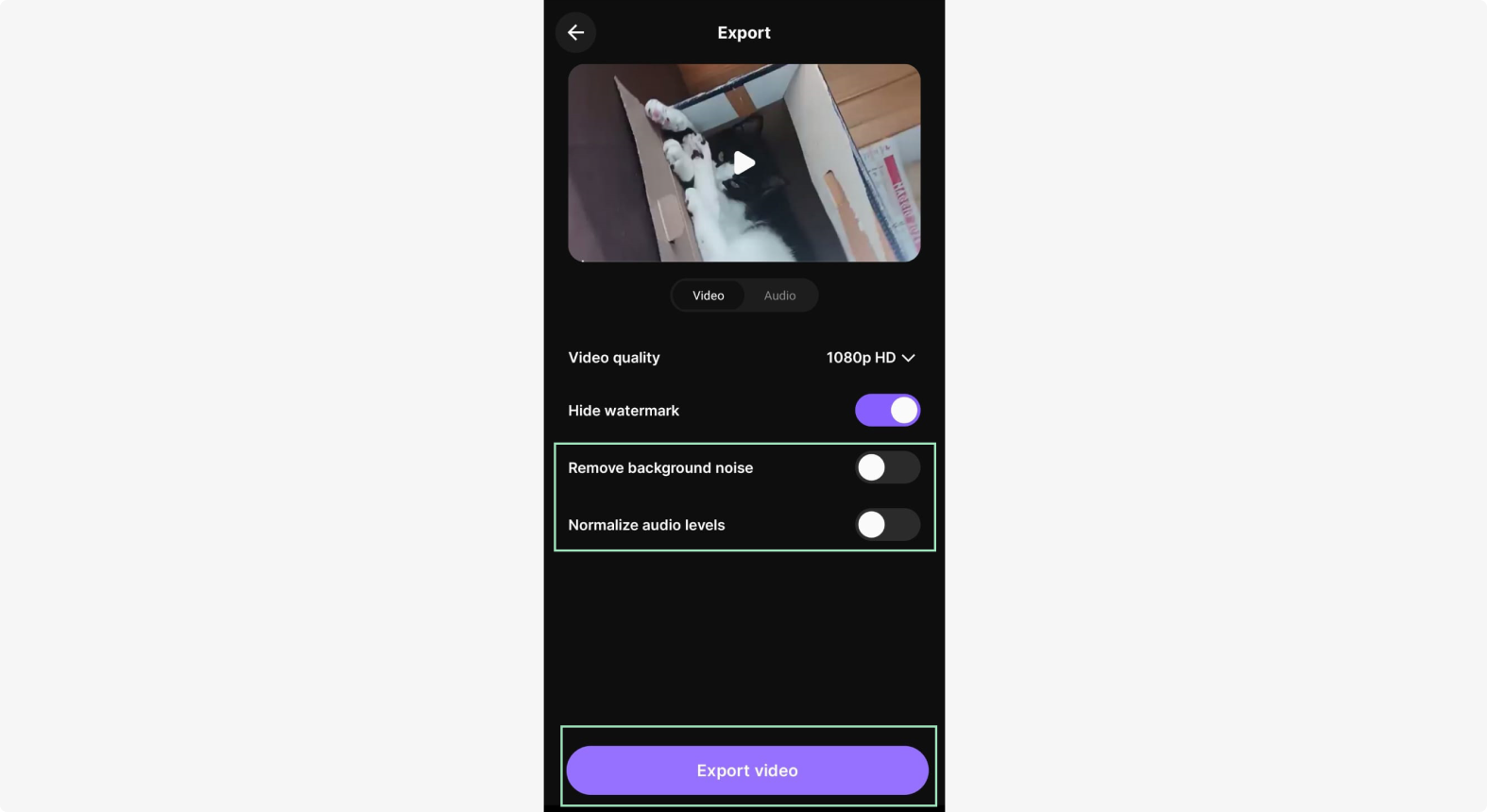 Removing background noise on a video on a phone