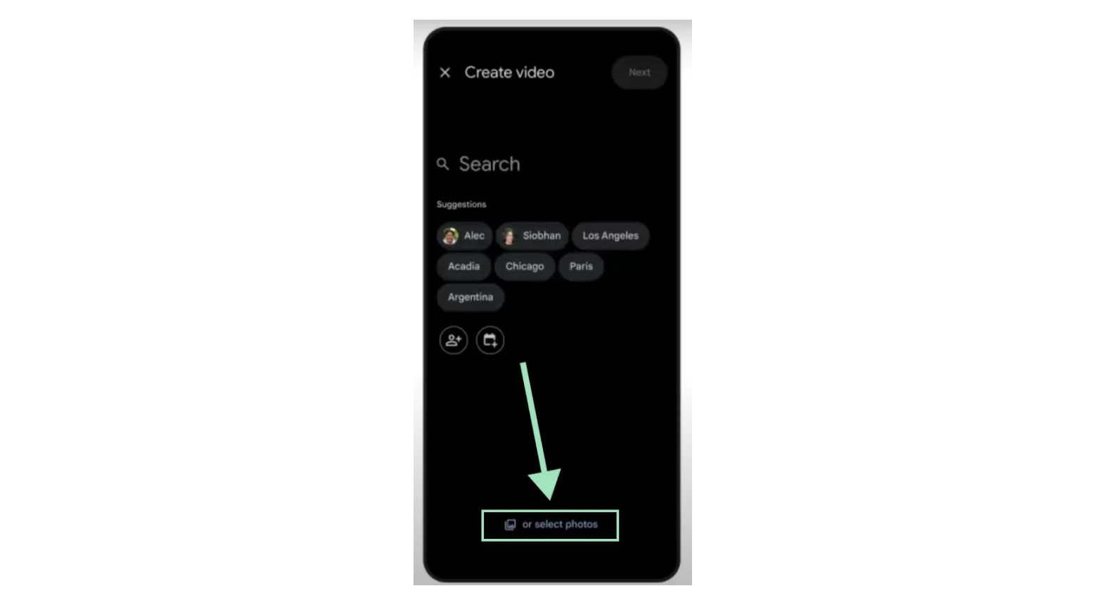 Google Photos select photos