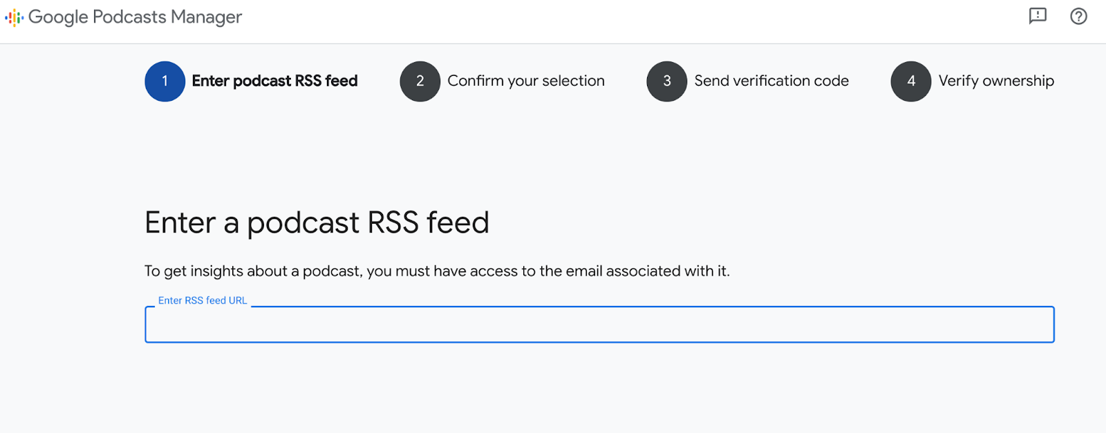 enter a podcast rss feed