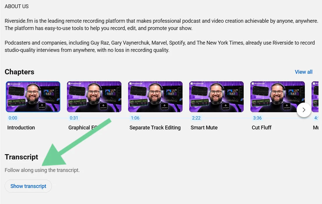 Youtube video transcript