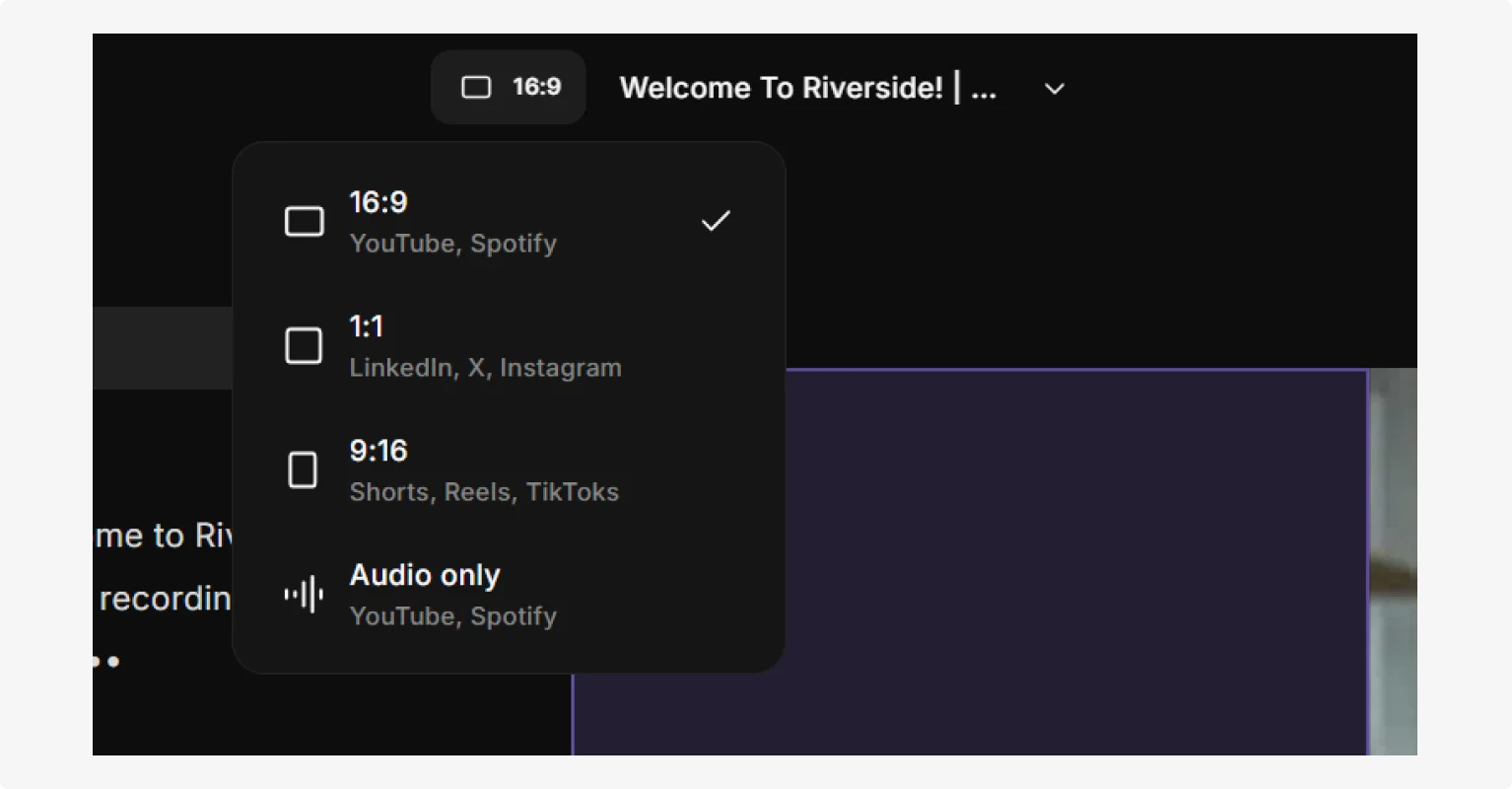 Riverside Youtube format