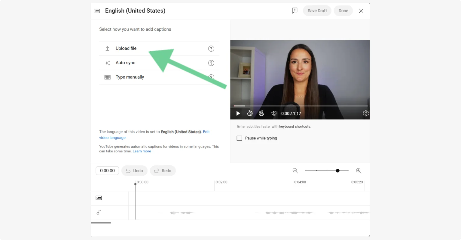Youube uploading new subtitles file