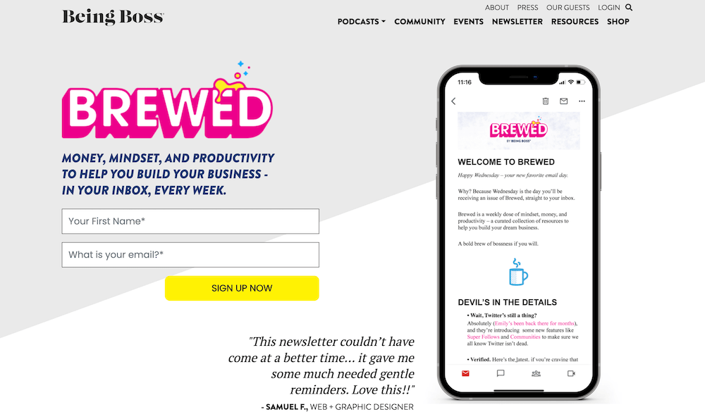Being Boss podcast website