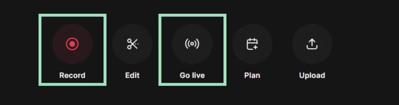 Riverside record and go live buttons