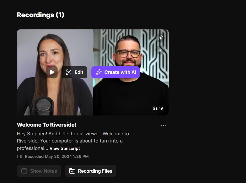 open riverside video editor