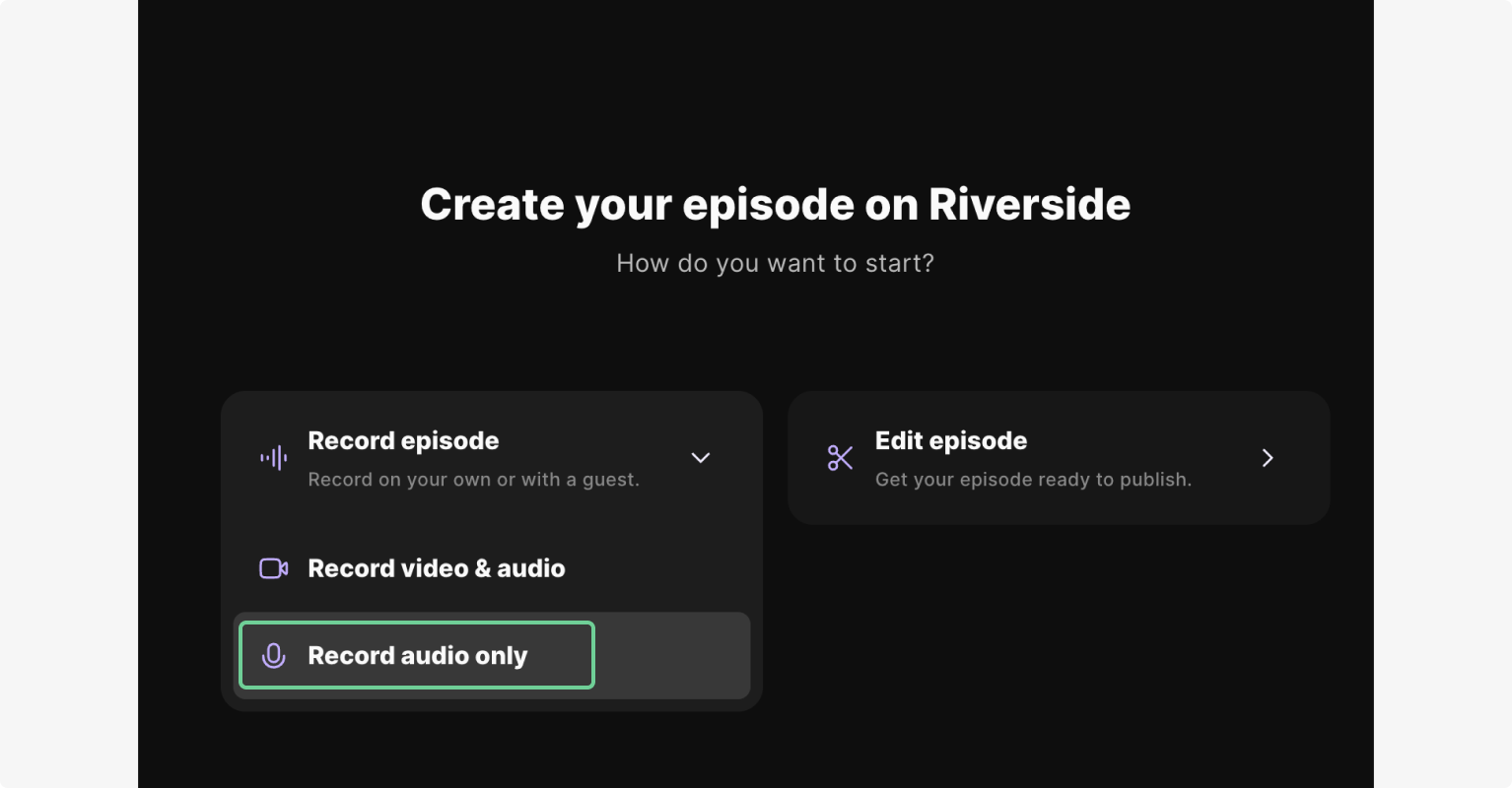 Einen nur Audio-Podcast für Spotify auf Riverside aufnehmen