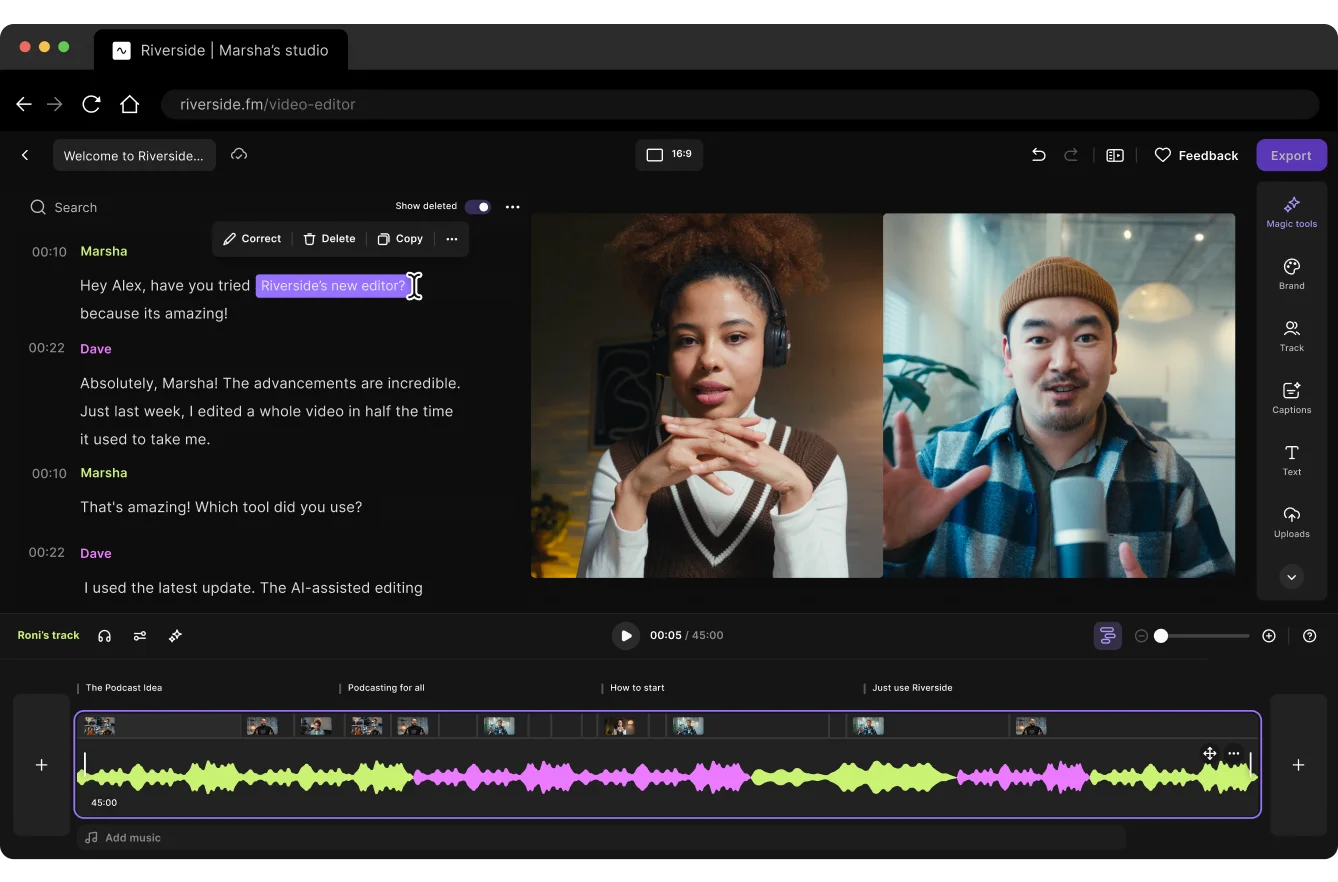 Riverside text-based editor