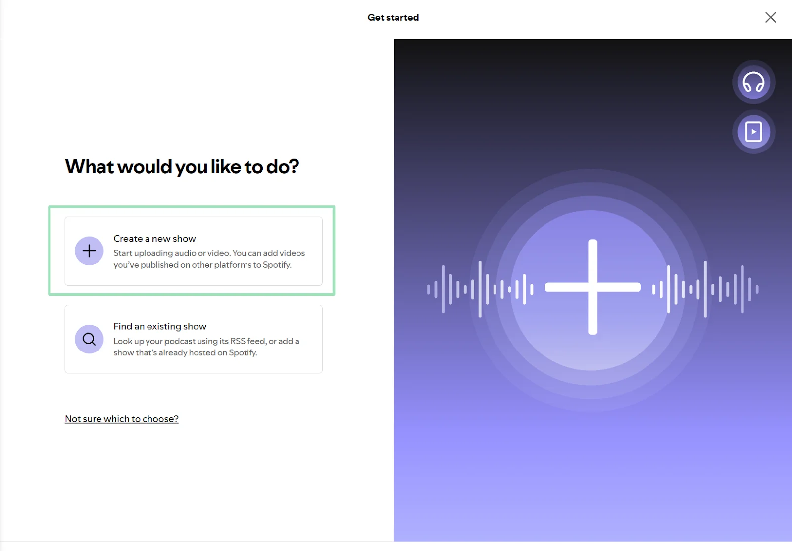 Spotify for Creators create a new show