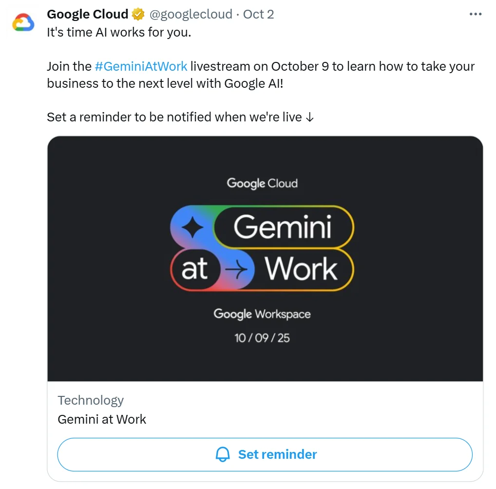 Google Cloud Tweet