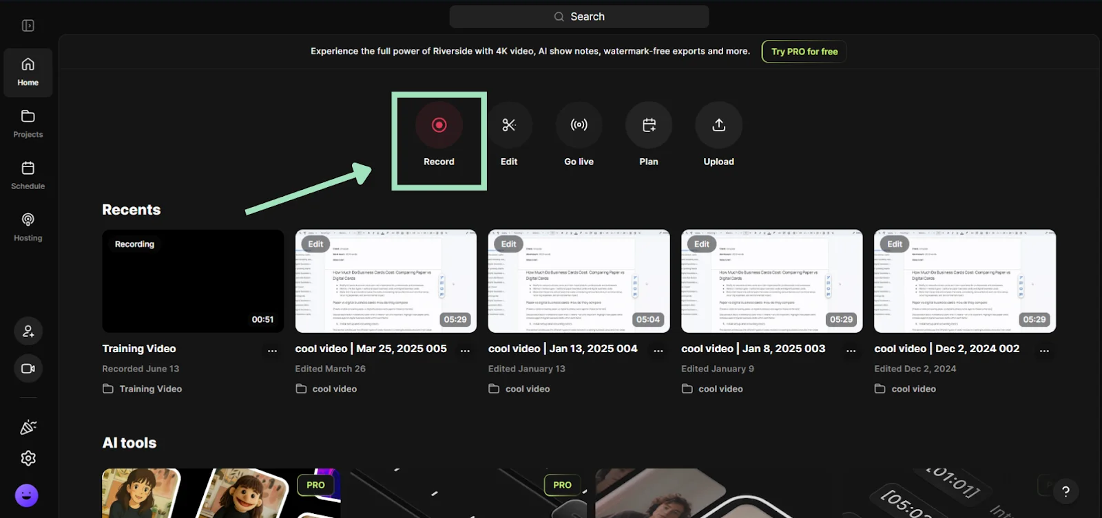 Riverside Record button