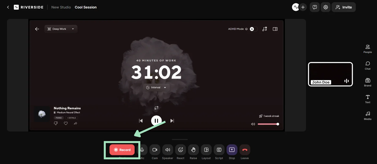 Riverside record a shared screen