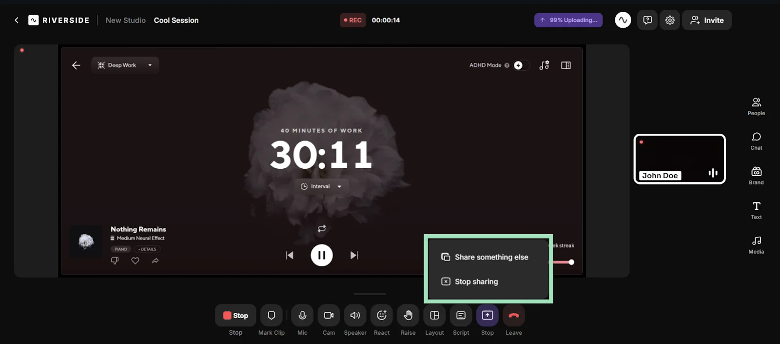 Riverside stop sharing screen