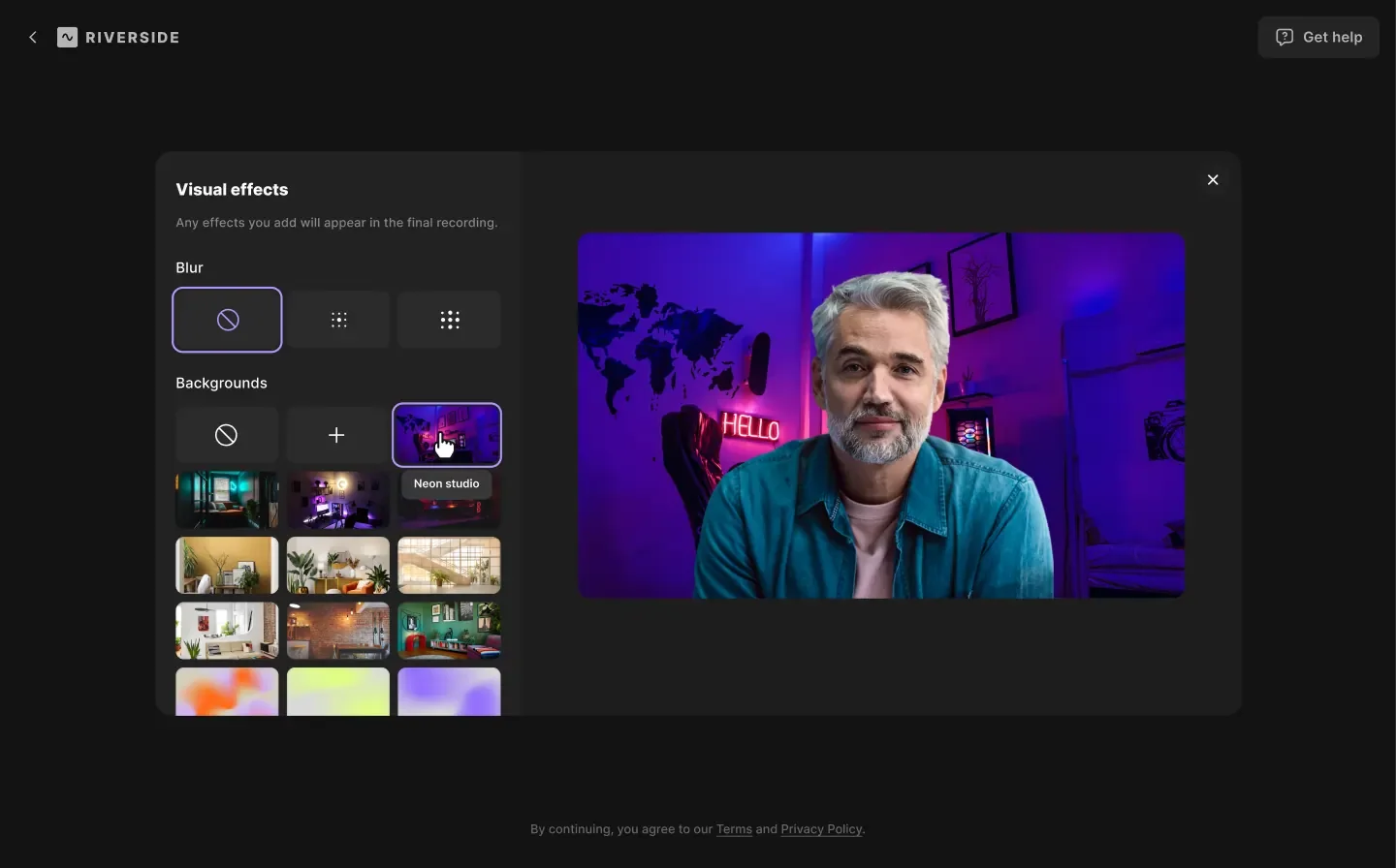 Riverside background effects