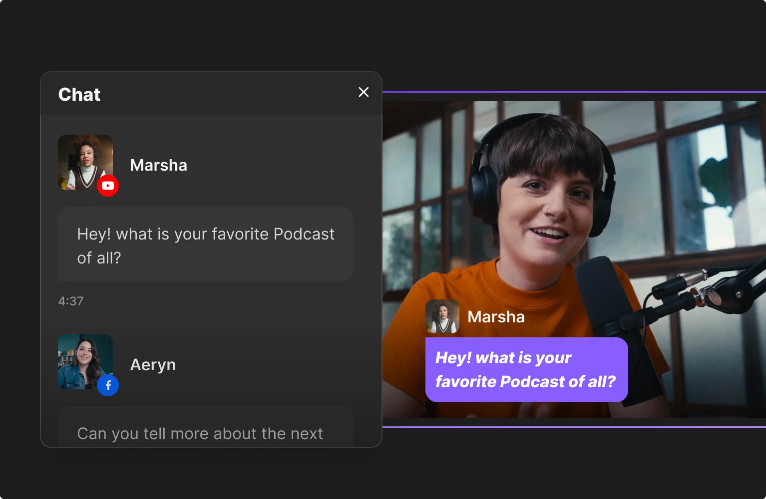 Riverside chatting during a podcast