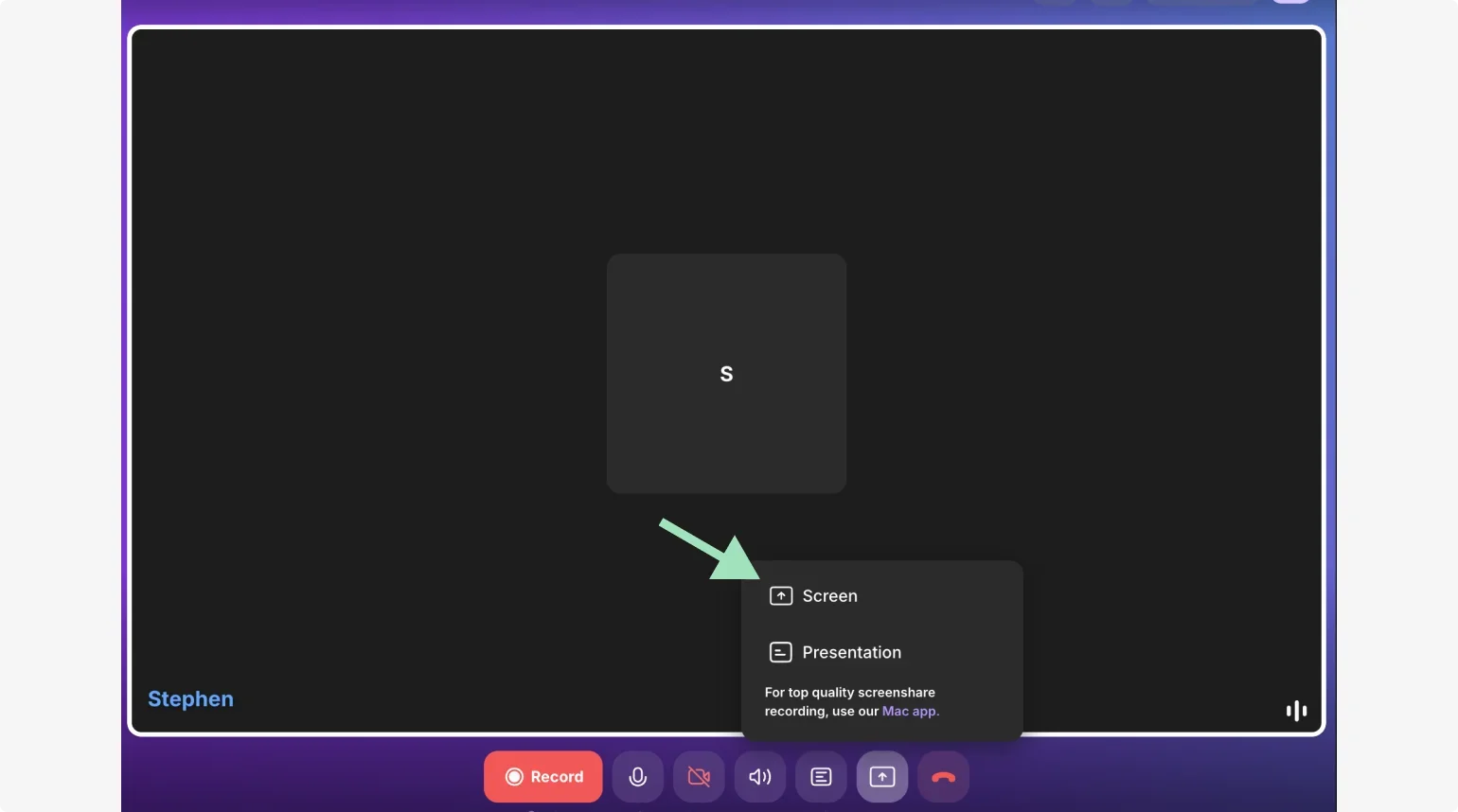 Riverside screen sharing