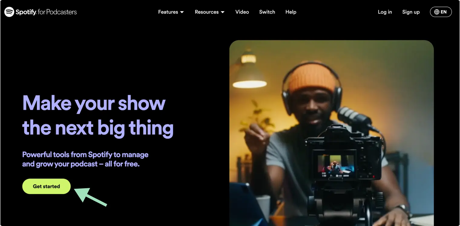 Homepage von Spotify for Creators