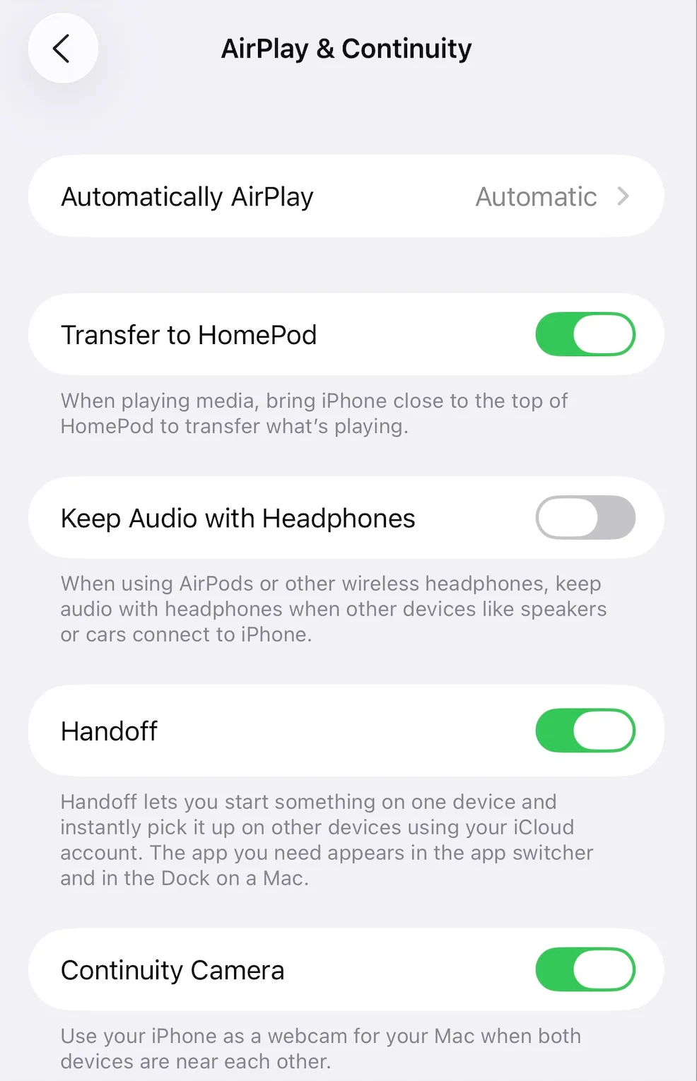 Turn on Handoff (iPhone)
