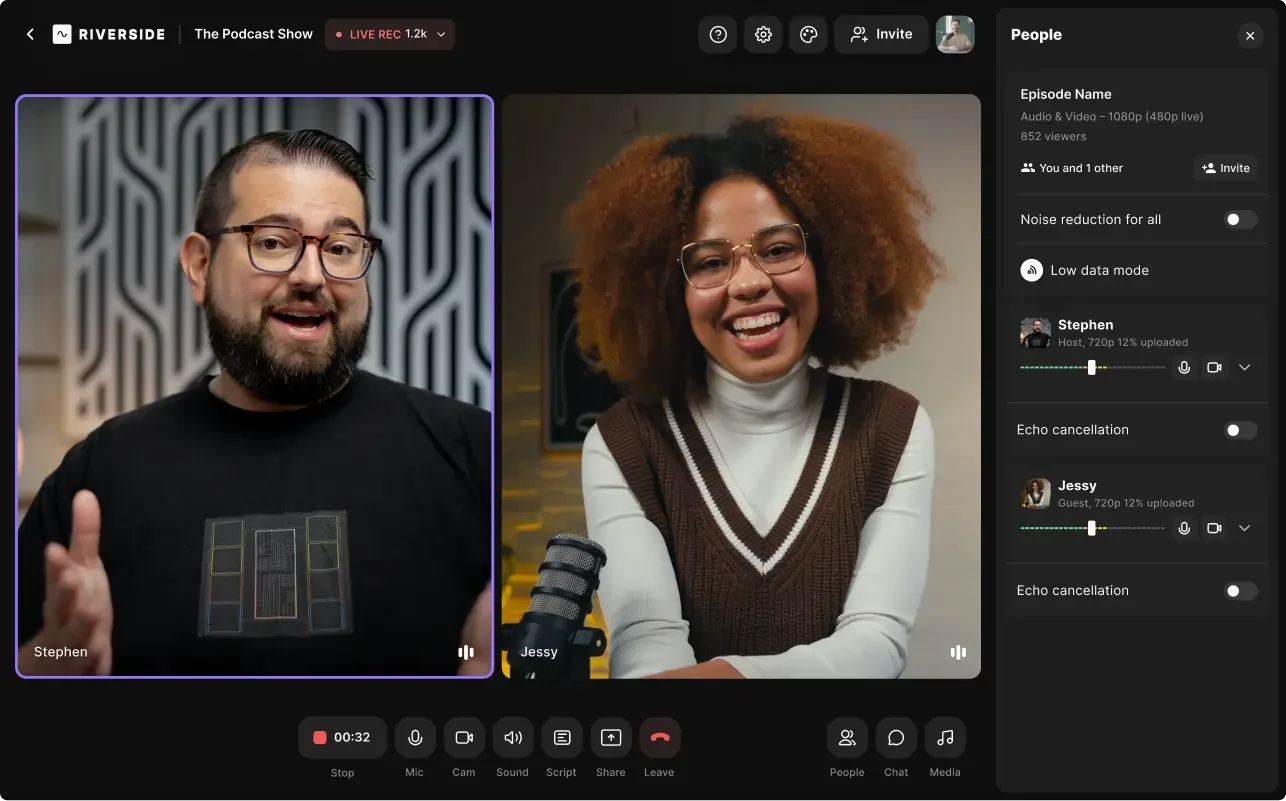 Riverside livestreaming