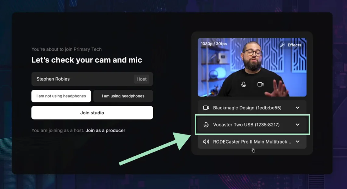 Riverside lobby select audio interface