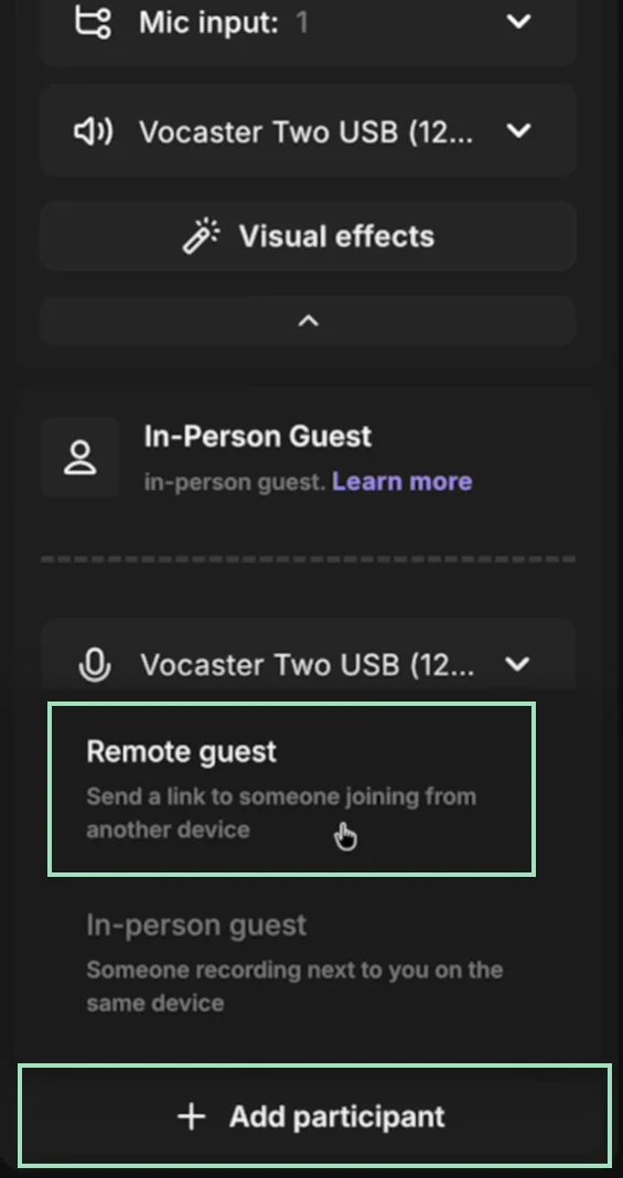 Riverside add remote guest