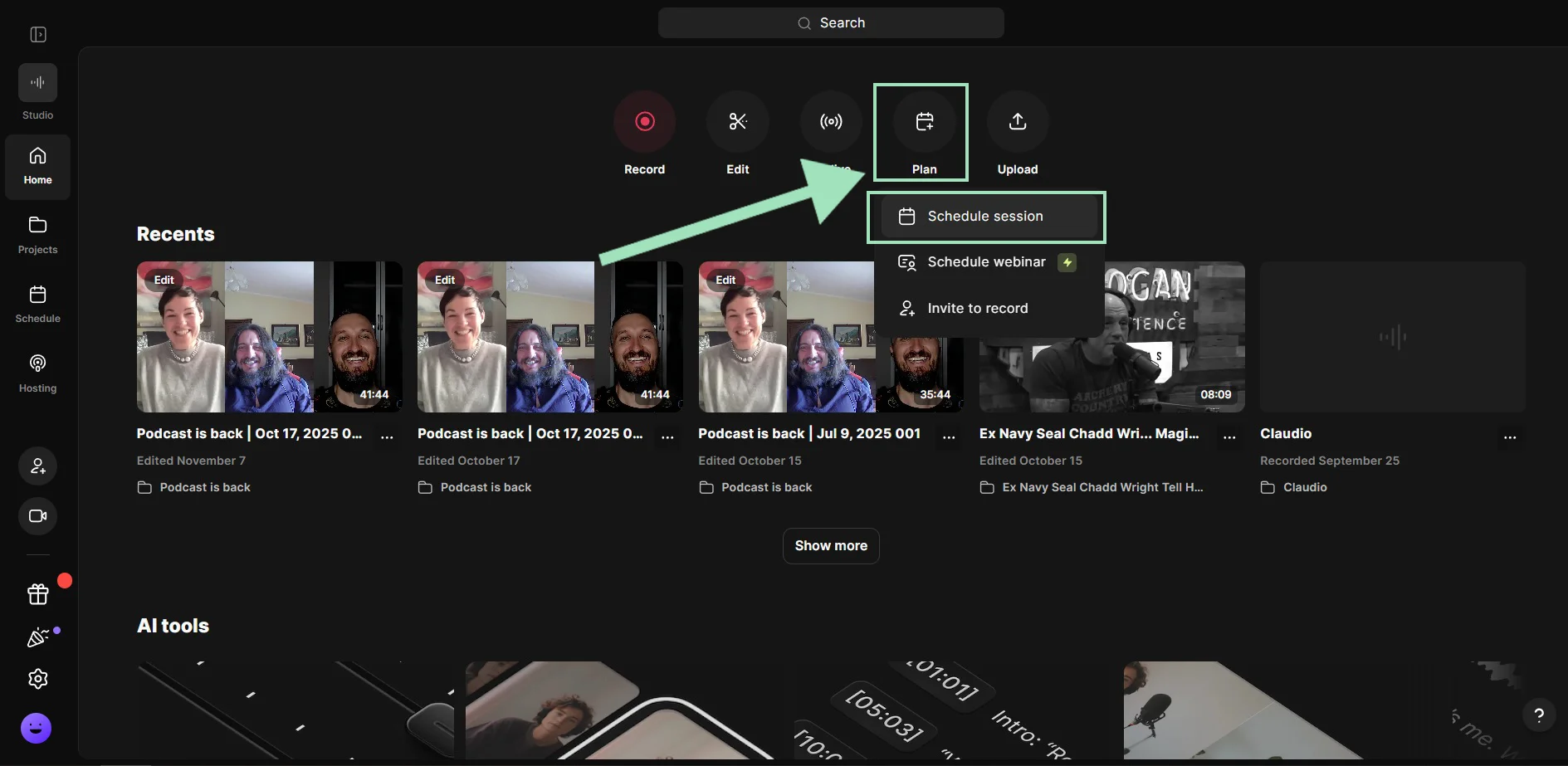 Riverside schedule session
