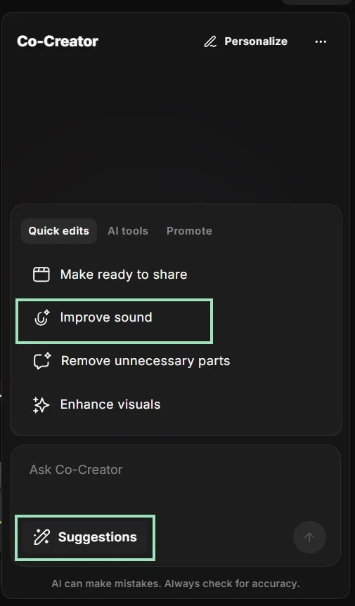 Co-creator improve sound